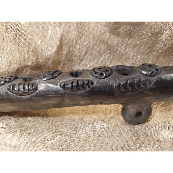 Dona Rosa Signed Coyotepec Oaxaca Mexican Folk Art Black Pottery Flute - Picture 4 of 16